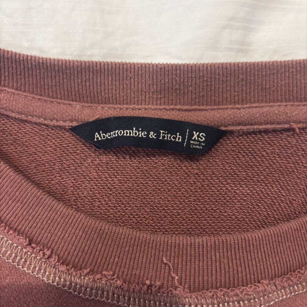 Abercrombie & Fitch Dark Mauve Logo Sweatshirt XS | Vintage Wash Crewneck - Picture 5 of 5